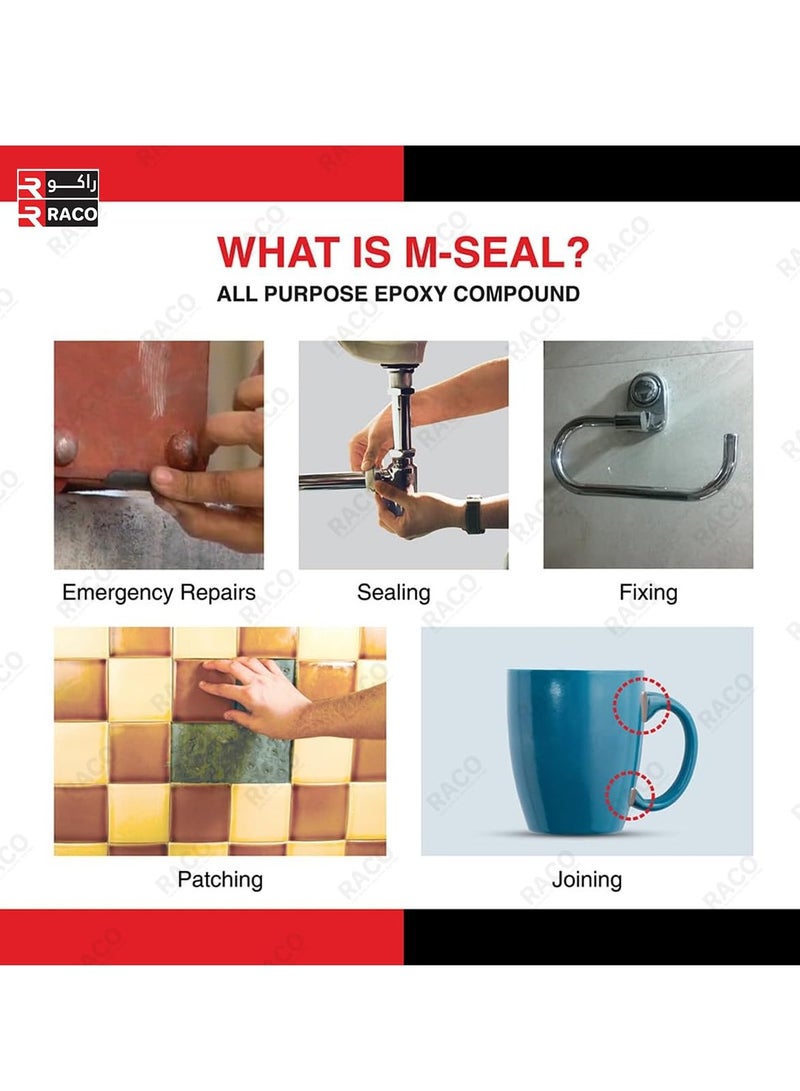 RACO M-seal General Purpose Epoxy Compound For Leakage, Bonding, Gap Filling and Repairing 100G Pack of 10  - Image 2
