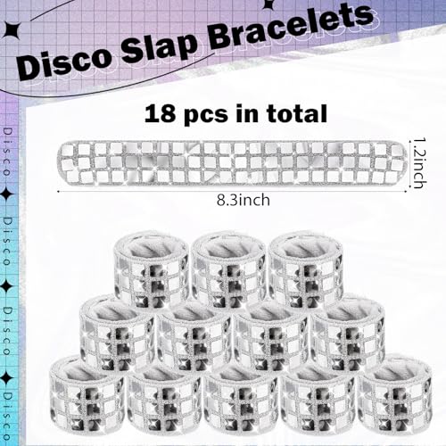 Sonwyoung 18 Pcs Disco Party Favors Sequin Disco Slap Bracelet 70s 80s 90s Bachelorette Bridal Birthday Retro Theme Party Shower Supplies - Image 5