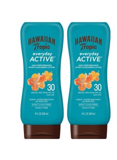 Hawaiian Tropic Hawaiian Tropic Everyday Active Lotion Sunscreen SPF 30, 8oz Twin Pack | Hawaiian Tropic Sunscreen SPF 30, Sunblock, Oxybenzone Free Sunscreen, Broad Spectrum Sunscreen Pack, 8oz each  - Image 1