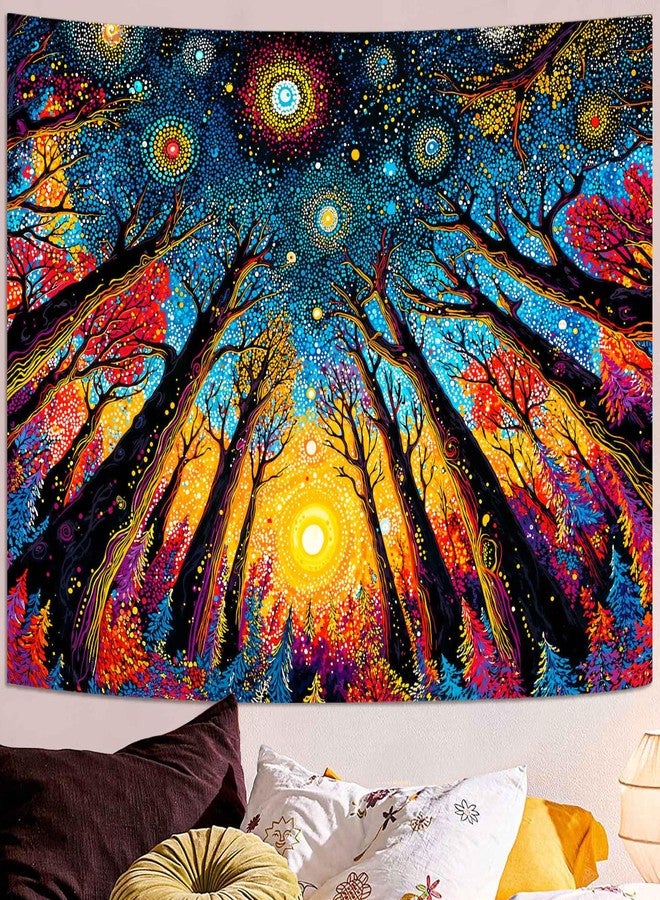 Kanuyee Trippy Glowing Tree Wall Tapestry, Hippie Forest Tapestries for Room Decor, Vibrant Tapestry 80x60 Inch - Image 3