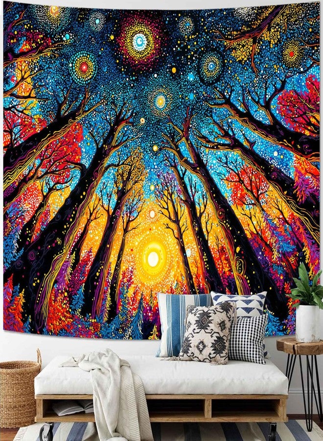 Kanuyee Trippy Glowing Tree Wall Tapestry, Hippie Forest Tapestries for Room Decor, Vibrant Tapestry 80x60 Inch - Image 4