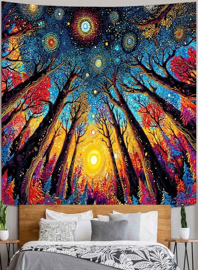 Kanuyee Trippy Glowing Tree Wall Tapestry, Hippie Forest Tapestries for Room Decor, Vibrant Tapestry 80x60 Inch - Image 2