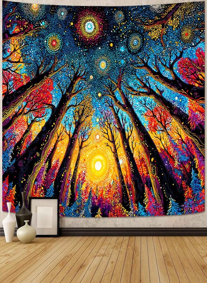 Kanuyee Trippy Glowing Tree Wall Tapestry, Hippie Forest Tapestries for Room Decor, Vibrant Tapestry 80x60 Inch - Image 1