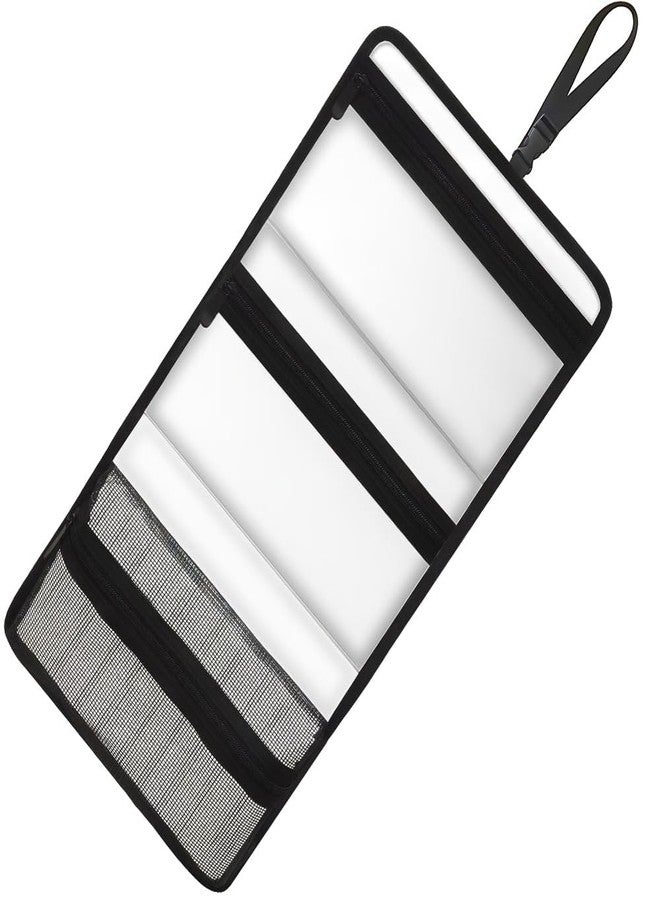 TREALDATE Travel Hanging Toiletry Bag for Men Women Travel Kit Shaving Bag Waterproof Large Makeup Bag Wash Bag Makeup Organizer Cosmetic Case for Bathroom Shower Clear Black - Image 1