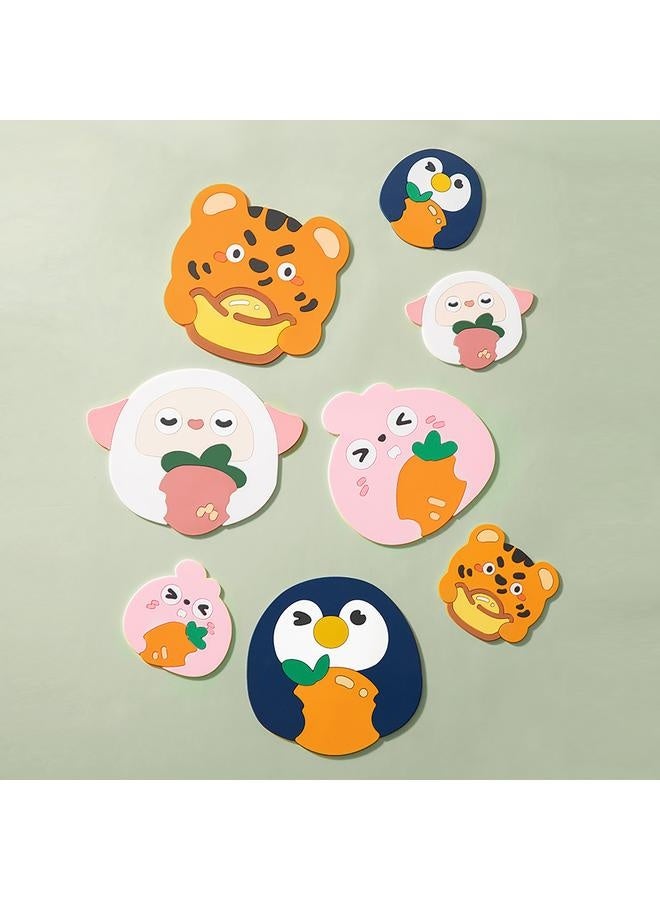 Beauenty Cartoon Cup Mat Pad Anti Slip Easy To Clean Cartoon Heat Insulation Mat for Drinks Coffee Bowl Dish Pink Rabbit 14.7x14.5cm - Image 3