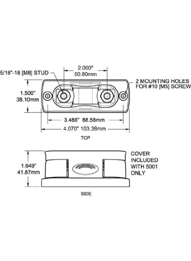 Blue Sea Systems كتلة الفيوزات MEGA/AMG من بلو سي سيستمز 5001 مع غطاء، 100-300 أمبير، 32 فولت تيار مستمر، 4.07" × 1.5" - Image 2