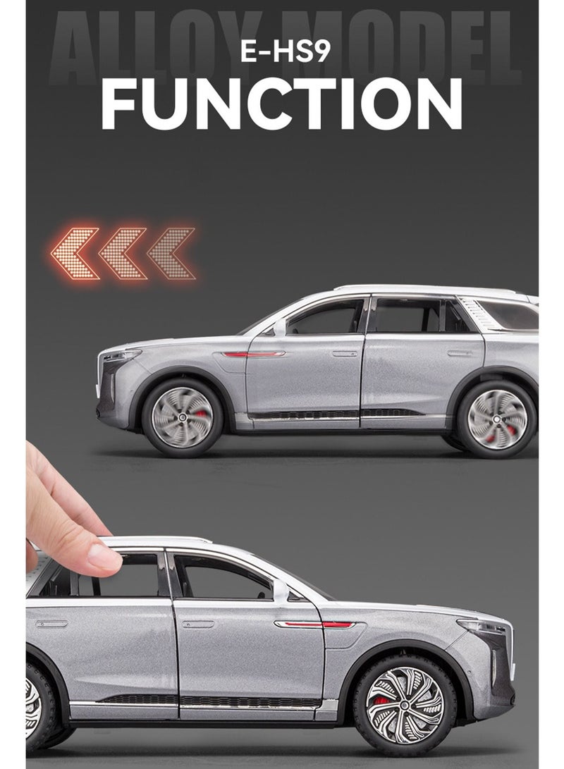 1:24 Scale Hongqi E-HS9 Toy Cars, Diecast Model Luxury Metal Car, Zinc Alloy Pull Back with Front and Back Lights, Open Door, Off-Road Real Suspensions, Panoramic Sunroof
