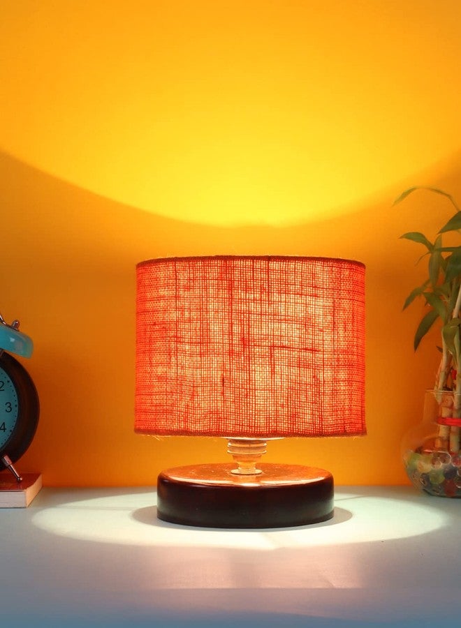 Devansh Orange Jute Table lamp with Wood Brown Base - Image 2