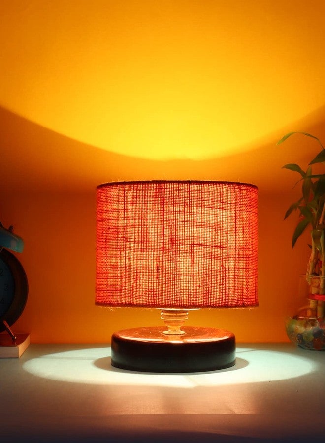 Devansh Orange Jute Table lamp with Wood Brown Base - Image 3