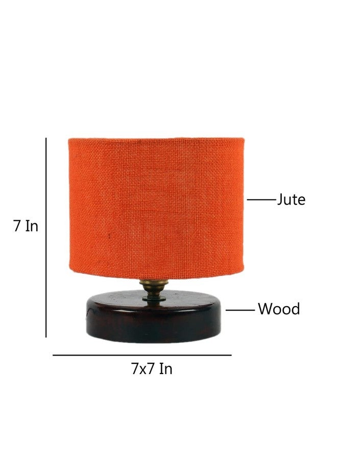 Devansh Orange Jute Table lamp with Wood Brown Base - Image 4