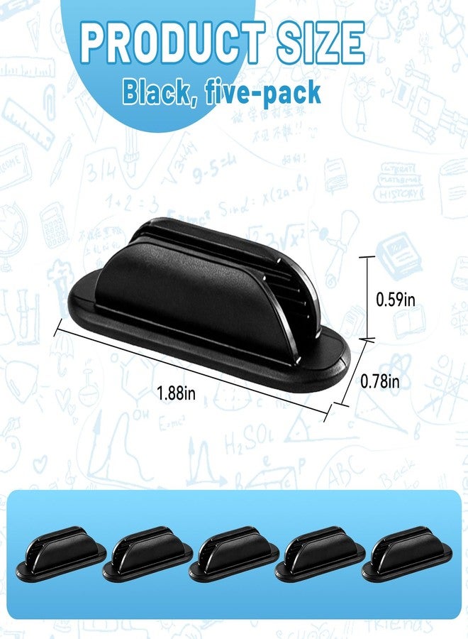 OLLBIT 5PCS Adhesive Pencil Holders for Desk,Silicone Pen Holder for Wall,Desk Pencil Holder for Clipboard & Laptop,Flexible Grip Pencil Holders for Class Office Essentials,Teacher Supplies (Black x5) - Image 2
