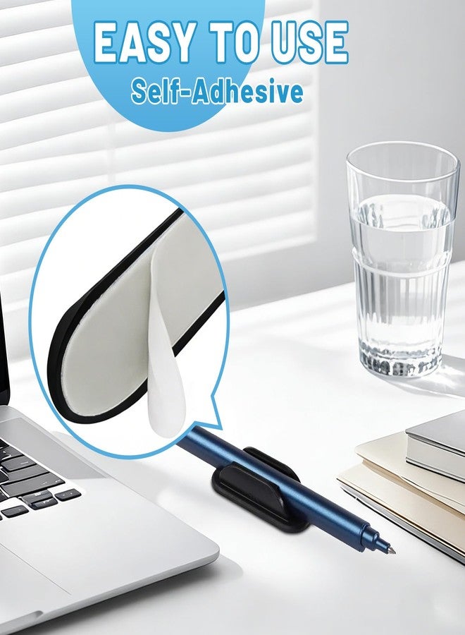 OLLBIT 5PCS Adhesive Pencil Holders for Desk,Silicone Pen Holder for Wall,Desk Pencil Holder for Clipboard & Laptop,Flexible Grip Pencil Holders for Class Office Essentials,Teacher Supplies (Black x5) - Image 4