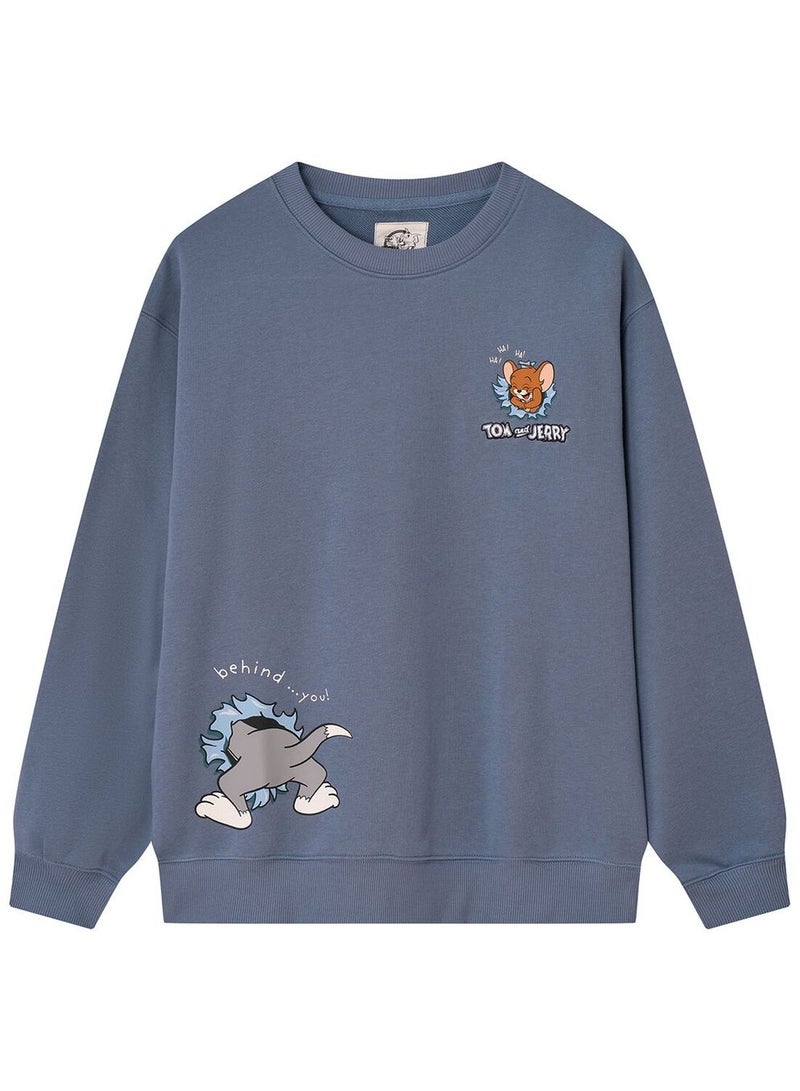 GIORDANO Men's Relaxed Fit Long Sleeve Tom & Jerry French Terry Sweatshirt - Image 1