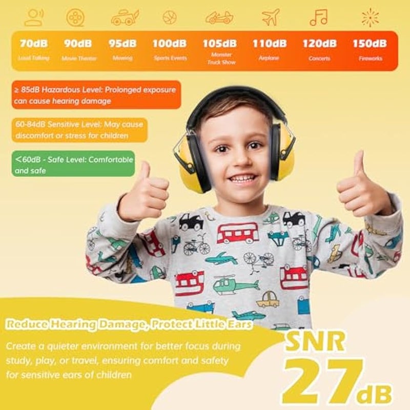 Noise Cancelling Headphones for Kids Toddler, SNR 27dB Noise Reduction Ear Muffs, Kids Ear Protection for Fireworks Autism, Sensory Headphones for Autistic Kids - Image 4