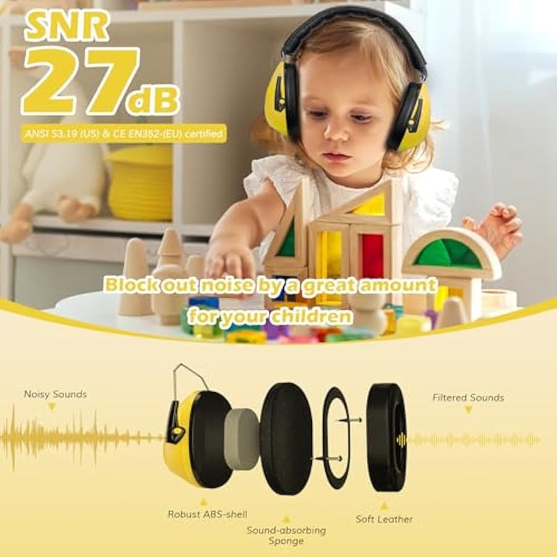 Noise Cancelling Headphones for Kids Toddler, SNR 27dB Noise Reduction Ear Muffs, Kids Ear Protection for Fireworks Autism, Sensory Headphones for Autistic Kids - Image 2