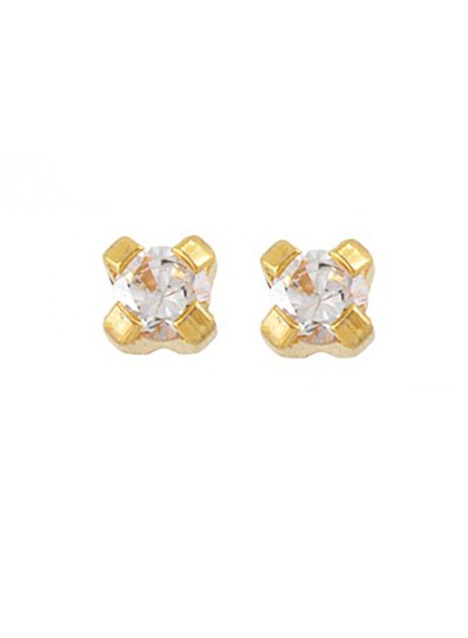 Studex 2MM Cubic Zirconia 24K Pure Gold Plated Ear Studs - Image 1