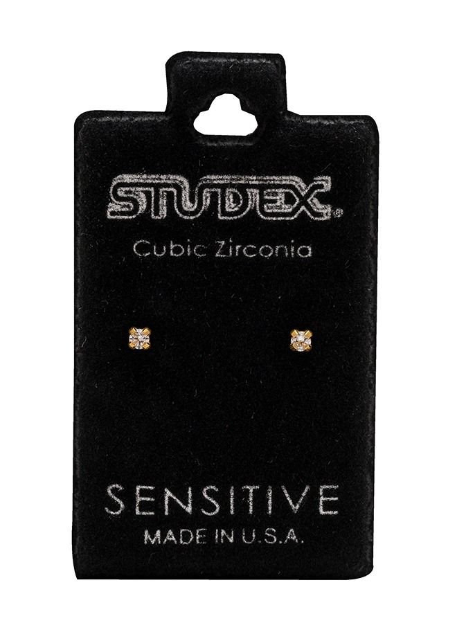 Studex 2MM Cubic Zirconia 24K Pure Gold Plated Ear Studs - Image 5