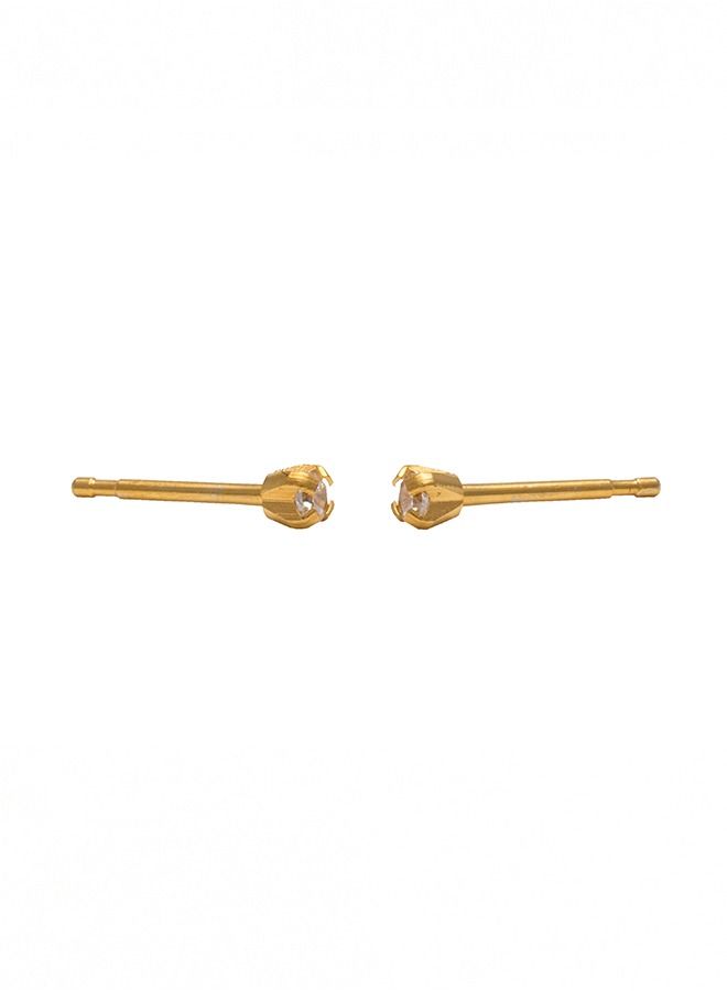Studex 2MM Cubic Zirconia 24K Pure Gold Plated Ear Studs - Image 4