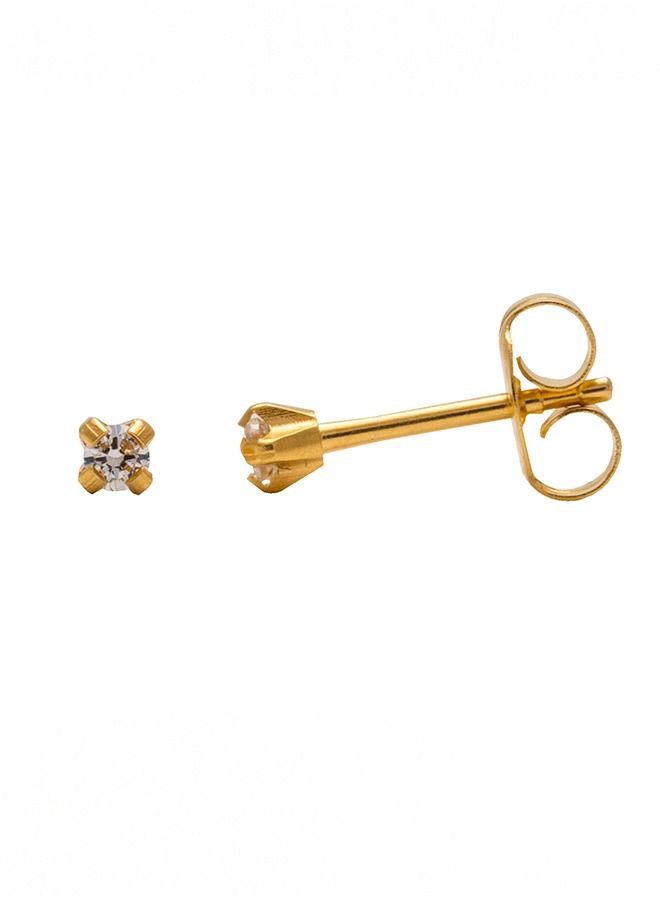 Studex 2MM Cubic Zirconia 24K Pure Gold Plated Ear Studs - Image 3