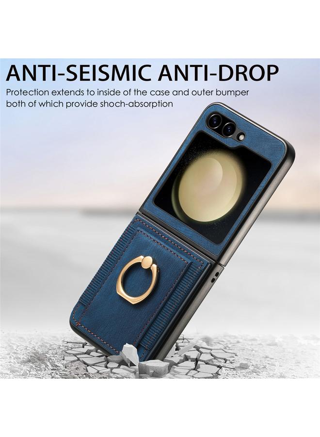 S-TOP Case For Samsung Galaxy Z Flip6 5G Retro Skin-feel Ring Multi-card Wallet Phone Case - Image 2