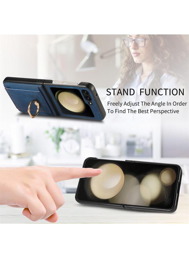 S-TOP Case For Samsung Galaxy Z Flip6 5G Retro Skin-feel Ring Multi-card Wallet Phone Case - Image 4