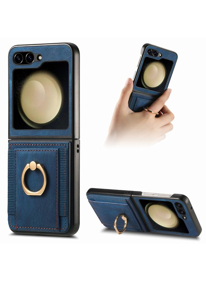 S-TOP Case For Samsung Galaxy Z Flip6 5G Retro Skin-feel Ring Multi-card Wallet Phone Case - Image 1