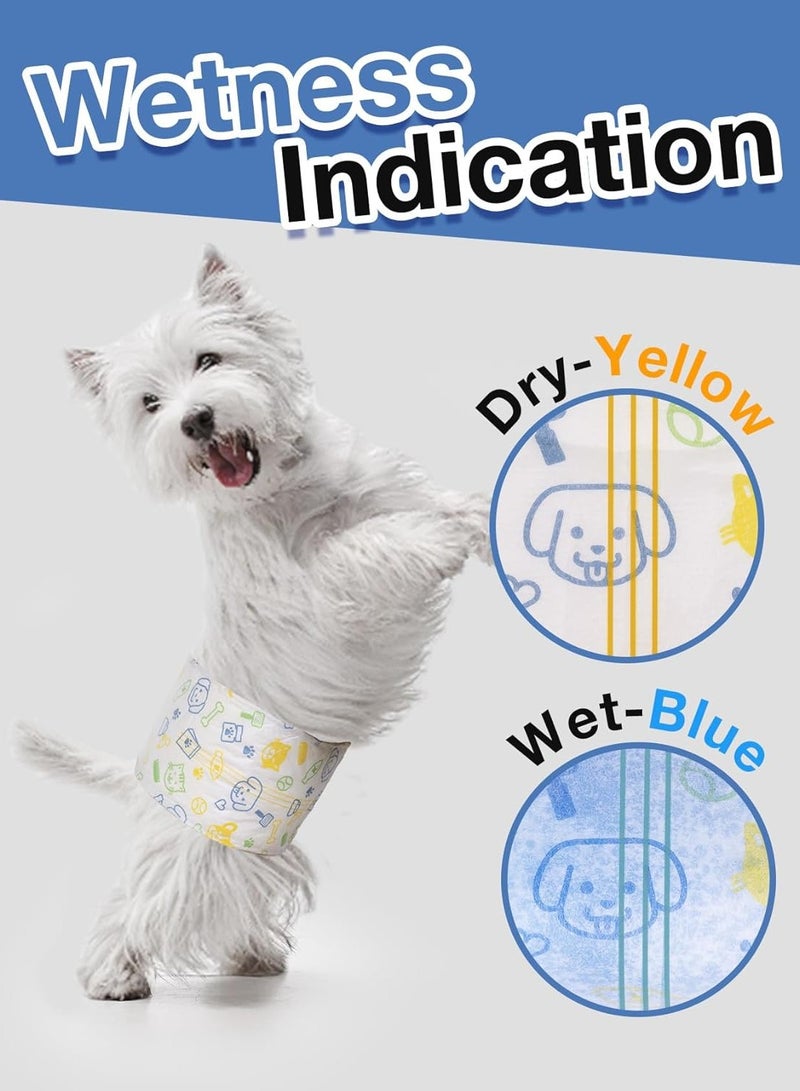 MissTiara حفاضات ذكور الكلاب القابلة للتصرف - 20 قطعة أغطية ذكور الكلاب فائقة الامتصاص للكلاب الصغيرة إلى الكبيرة، 360 ° مقاومة للتسرب مع مؤشر الرطوبة الحجم M، الوزن الموصى به: 8-12 كجم - Image 5