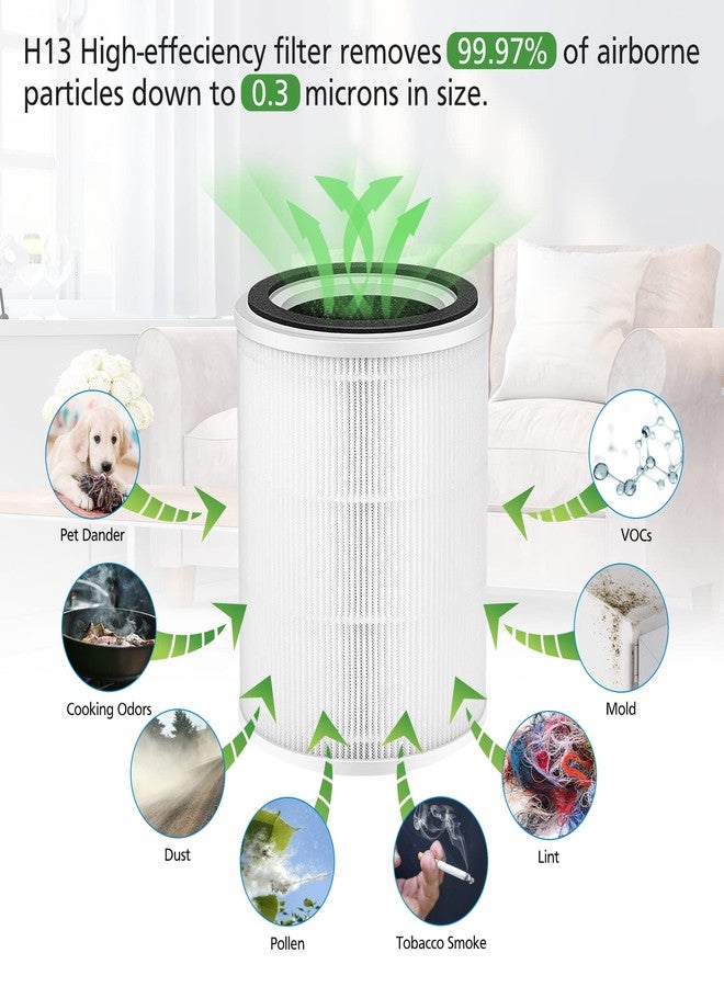 Ecleanfy فلتر بديل TPAP001، متوافق فقط مع جهاز تنقية الهواء TOPPIN TPAP001 Comfy Air C2، فلتر فعال 3 في 1 لفلتر TOPPIN TPAP001، TPFF001【غير متوافق مع TPAP002 TPAP004 TPAP005】 - Image 4