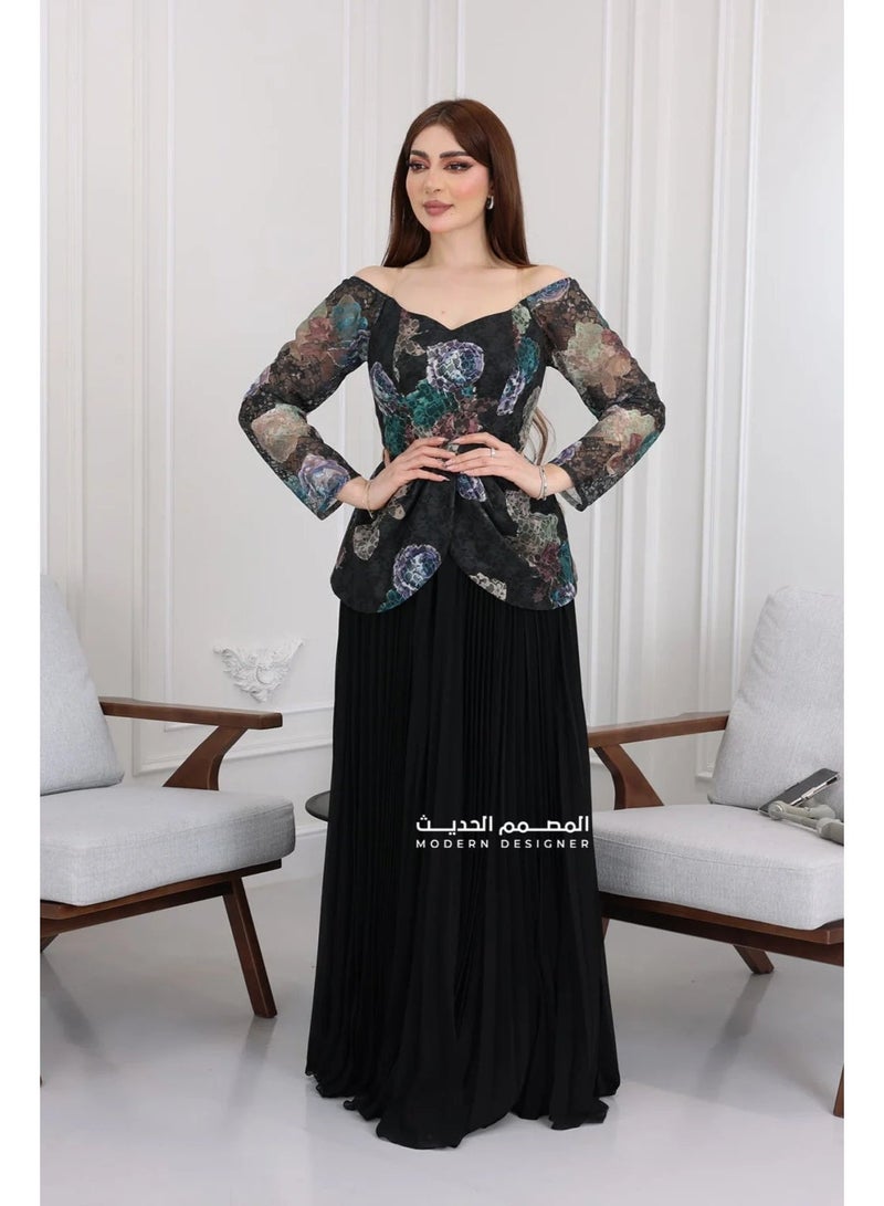 المصمم الحديث فستان مناسبات فاخر بتصميم يجمع بين الأناقة والفخامة، مثالي للمناسبات والحفلات يتميز الفستان بتصميم فريد من براند المصمم الحديث - Image 1