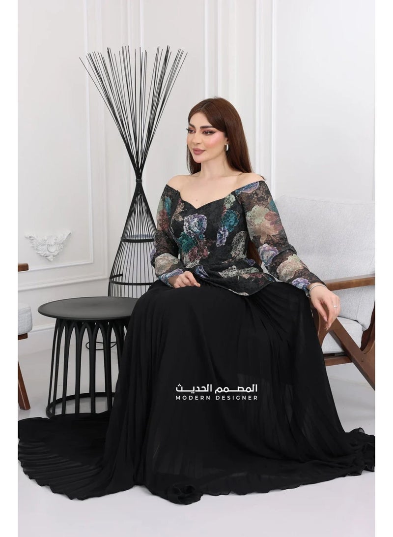 المصمم الحديث فستان مناسبات فاخر بتصميم يجمع بين الأناقة والفخامة، مثالي للمناسبات والحفلات يتميز الفستان بتصميم فريد من براند المصمم الحديث - Image 3