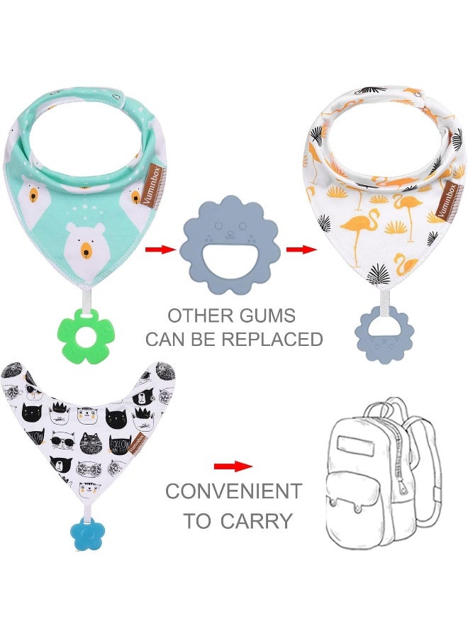 Vuminbox Baby Bandana Drool Bibs 6-Pack and Teething Toys 6-Pack Made with 100% Organic Cotton, Absorbent and Soft Unisex - Image 3