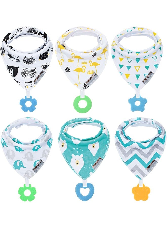 Vuminbox Baby Bandana Drool Bibs 6-Pack and Teething Toys 6-Pack Made with 100% Organic Cotton, Absorbent and Soft Unisex - Image 1