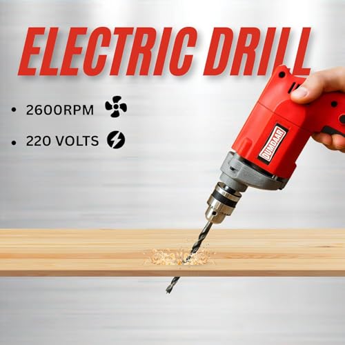 Inditrust Dumdaar 6-Month Warranty 350w 10mm RED Electric drill machine 100% Copper Winding with 1pc masonry bit 5pc Gitti 5pc Pech set for drilling in wood, metal, plastic - Image 2
