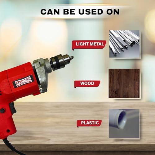 Inditrust Dumdaar 6-Month Warranty 350w 10mm RED Electric drill machine 100% Copper Winding with 1pc masonry bit 5pc Gitti 5pc Pech set for drilling in wood, metal, plastic - Image 5