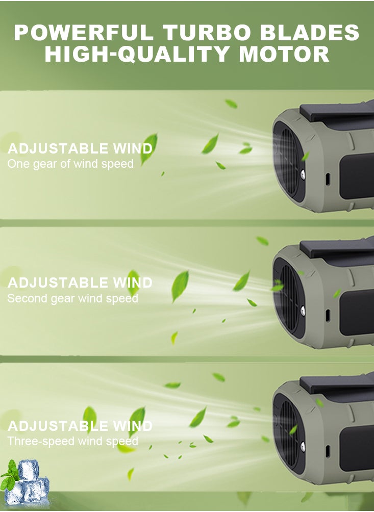3-in-1 Portable Waist Clip Fan with 8000mAh Power Bank and LED Flashlight - USB Rechargeable Handheld Cooling Device for Outdoor Adventures