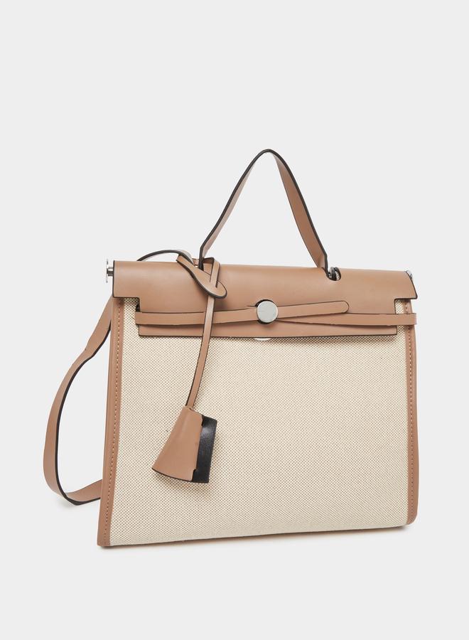 Styli Color Block Handbag with Top Handle - Image 1