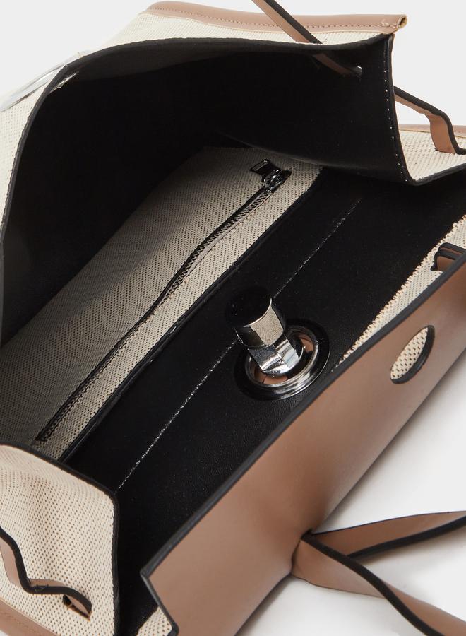 Styli Color Block Handbag with Top Handle - Image 4