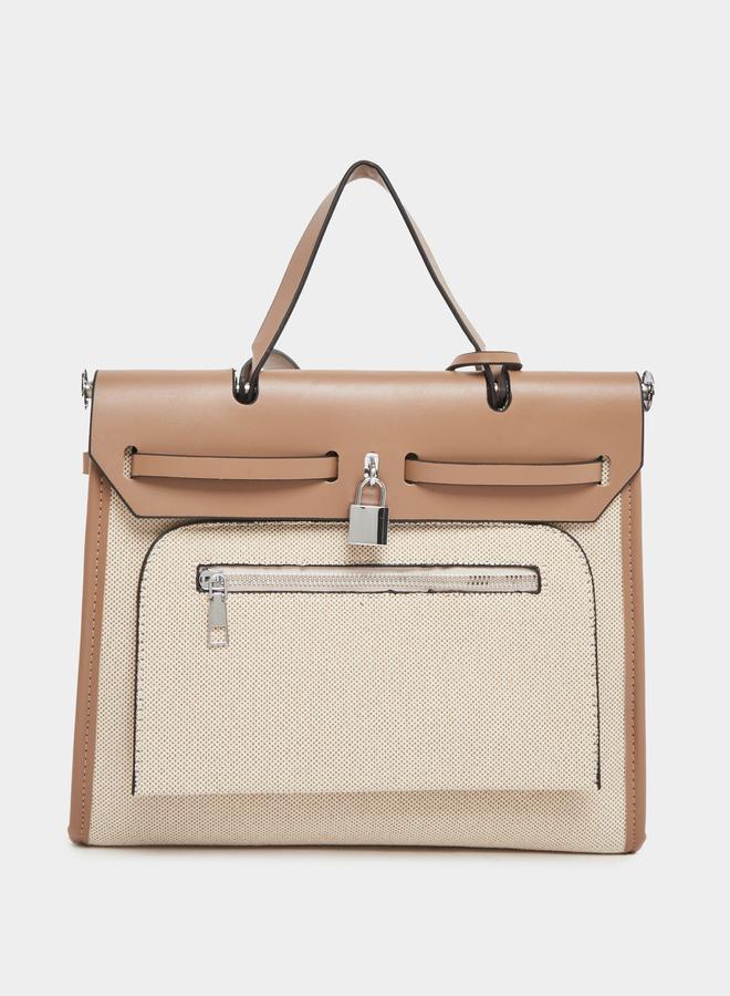 Styli Color Block Handbag with Top Handle - Image 2