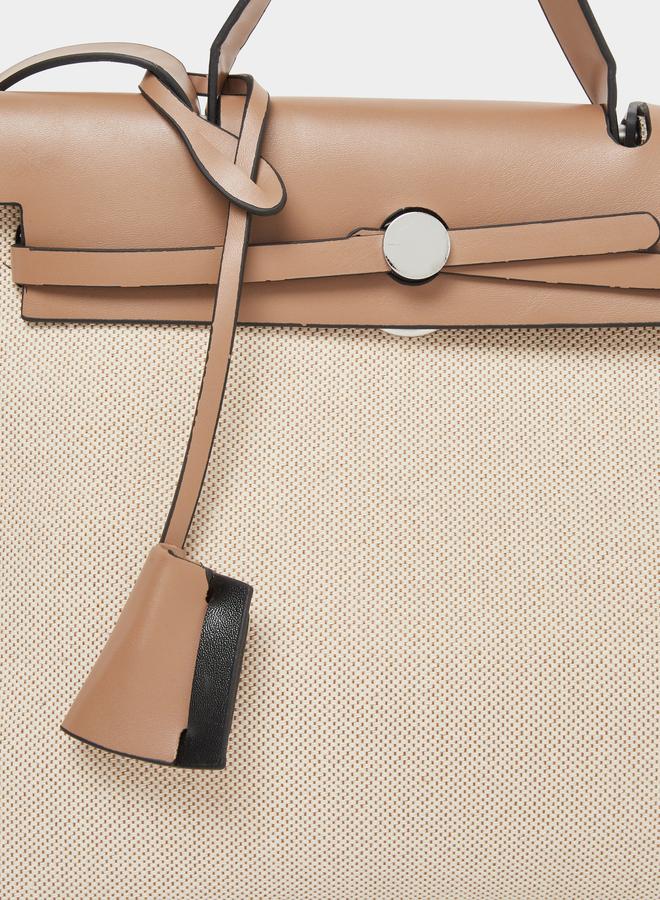 Styli Color Block Handbag with Top Handle - Image 3