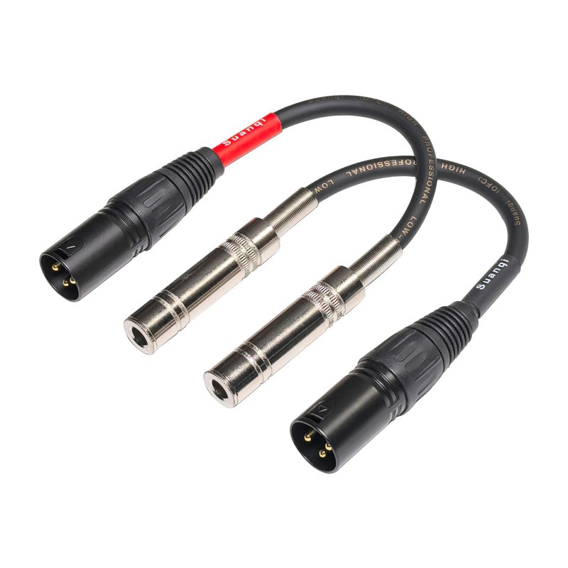 Suanqi WJSTN XLR 3-pin Male to Stereo 6.35 mm 1/4" TRS''Female Adapter Cable, Quarter-inch TRS to XLR 3-pin Dual Channel interconnect Cable 6in 2 Pack - Image 1