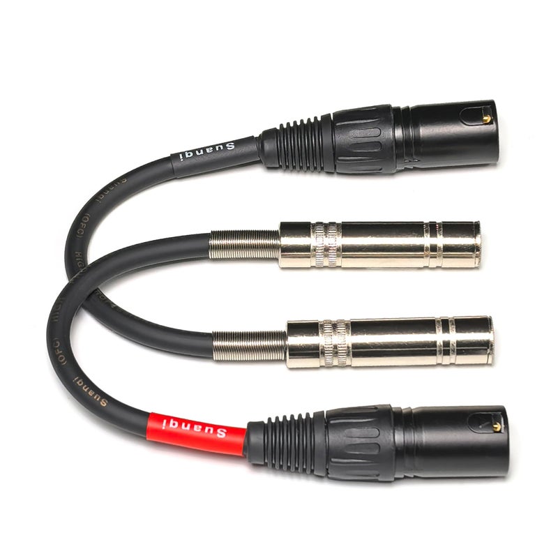 Suanqi WJSTN XLR 3-pin Male to Stereo 6.35 mm 1/4" TRS''Female Adapter Cable, Quarter-inch TRS to XLR 3-pin Dual Channel interconnect Cable 6in 2 Pack - Image 2
