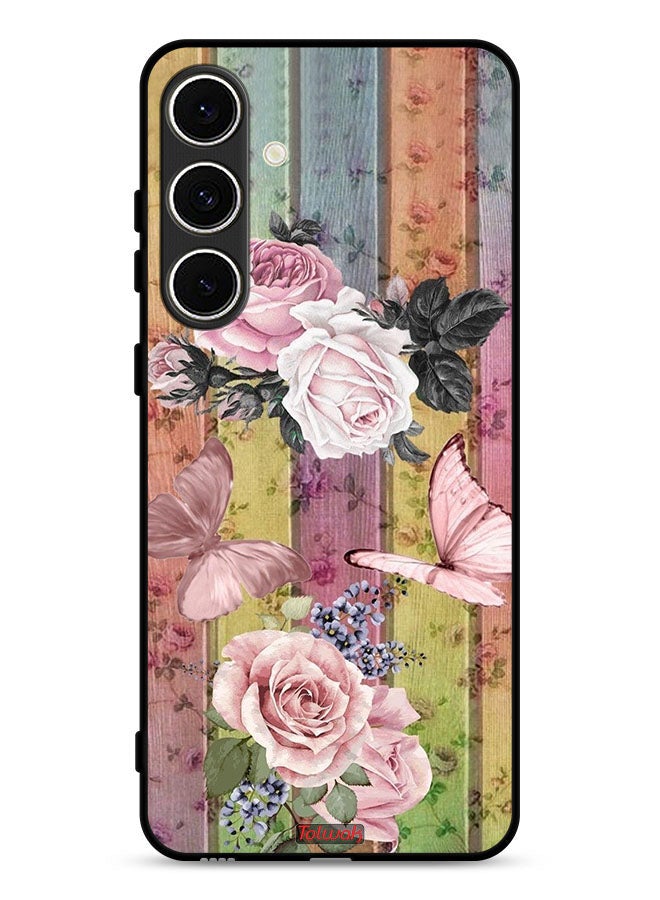 Tolwak Samsung Galaxy S24 FE 5G Protective Case Cover Peach Butterflies And Roses - Image 1