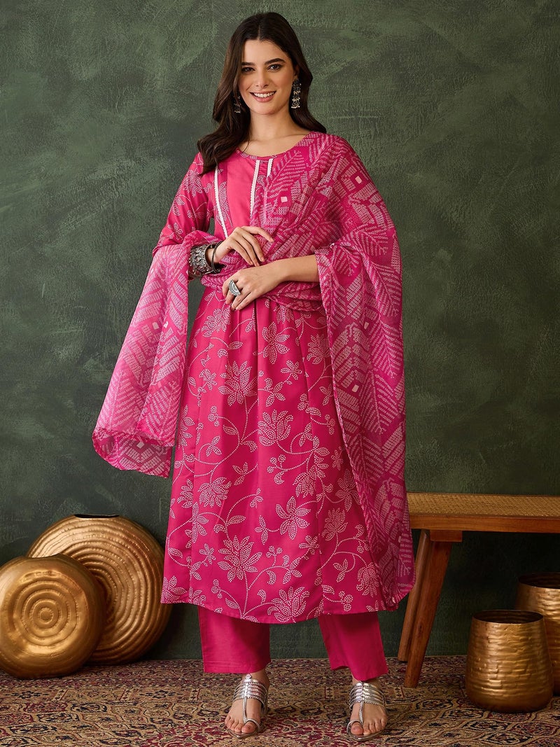 Naixa Women's Rayon Embroidered Flared Kurta with Pant and Dupatta Sets (NX2-722-Rani-XXL) - Image 2
