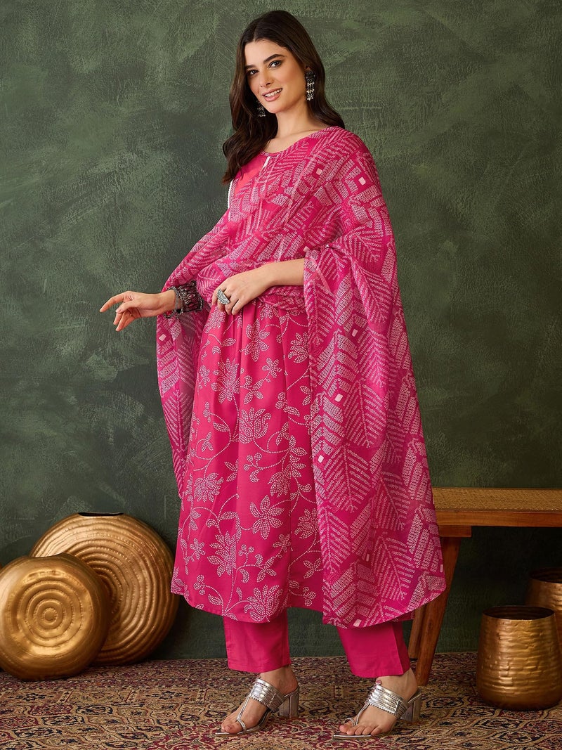 Naixa Women's Rayon Embroidered Flared Kurta with Pant and Dupatta Sets (NX2-722-Rani-XXL) - Image 3