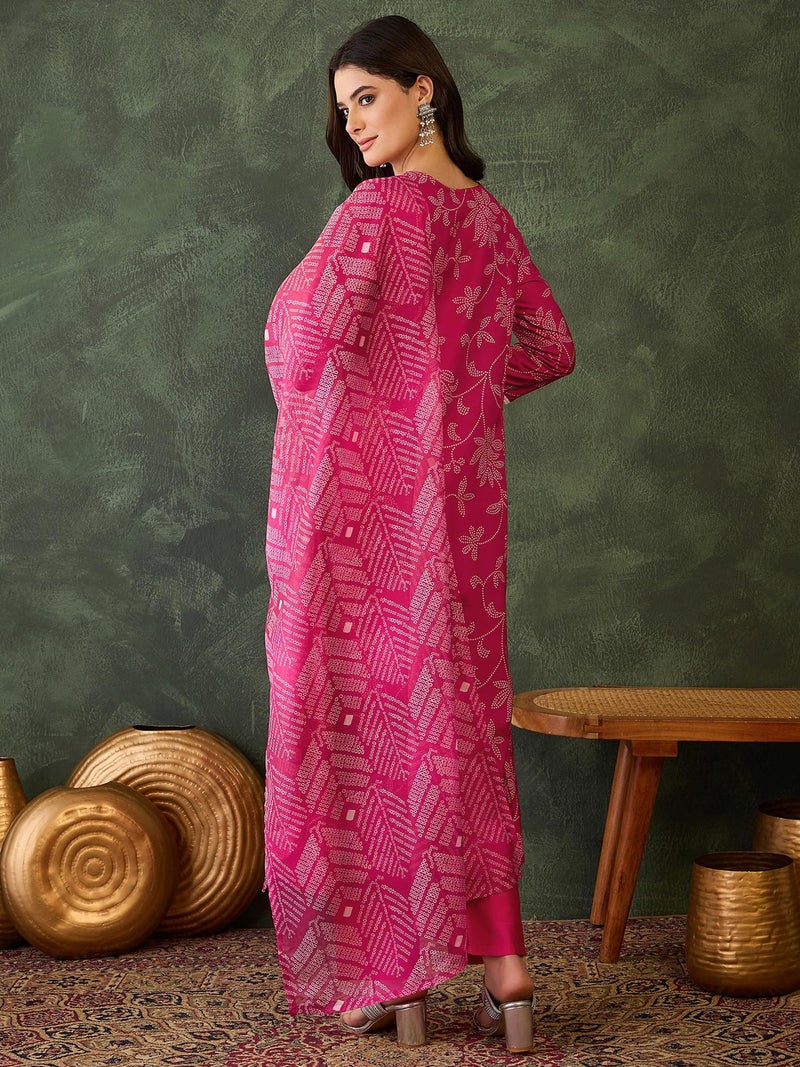 Naixa Women's Rayon Embroidered Flared Kurta with Pant and Dupatta Sets (NX2-722-Rani-XXL) - Image 4