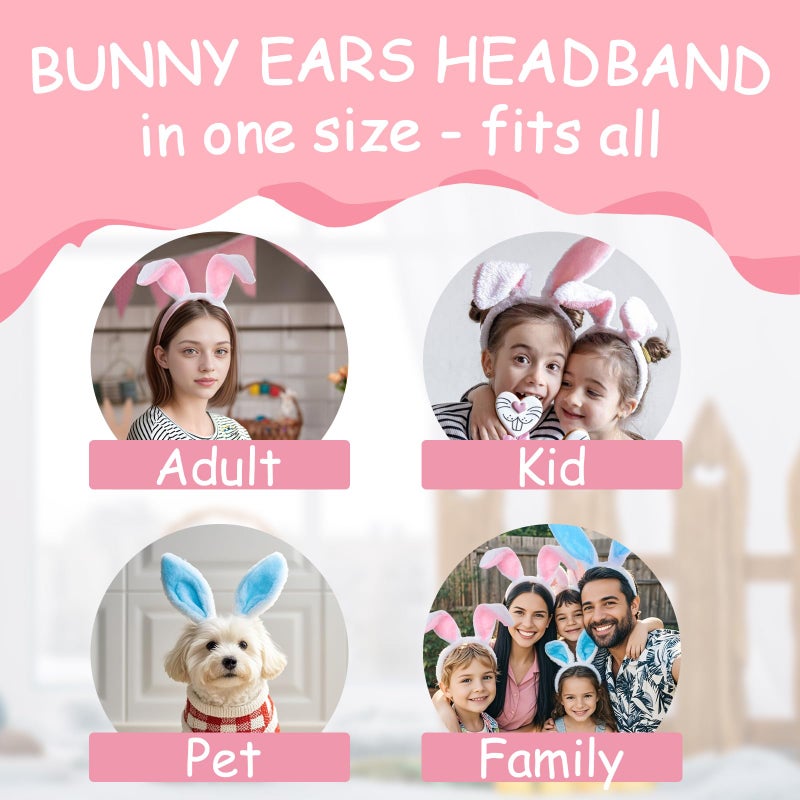 TopTie Easter Bunny Ears Headband for Adults & Kids, Plush Rabbit Hair Hoop Cosplay Costume - Image 4