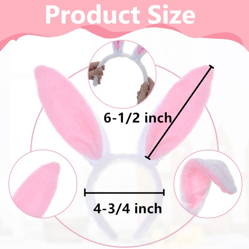 TopTie Easter Bunny Ears Headband for Adults & Kids, Plush Rabbit Hair Hoop Cosplay Costume - Image 2