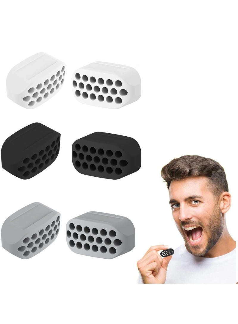 6 Pieces Of Mandibular Line Teeth Training For Men And Women, Enhancing Gums And Double Chin Exercise Device, Mandibular Exercise Mouth Ball, Black, White, Gray - Image 1