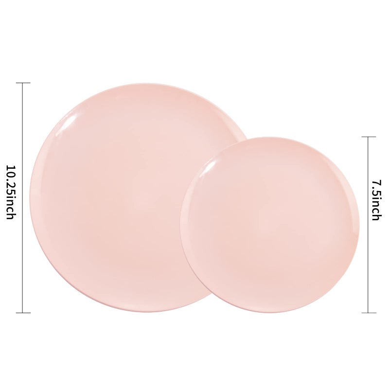 KIRE 60PCS Pink Plastic Plates Disposable-Heavy Duty Pink Plates for Party/Mothers Day-Include 30Pieces 10.25inch Pink Dinner Plates and 30Pieces 7.5inch Pink Dessert/Salad Plates& Valentine's day - Image 1