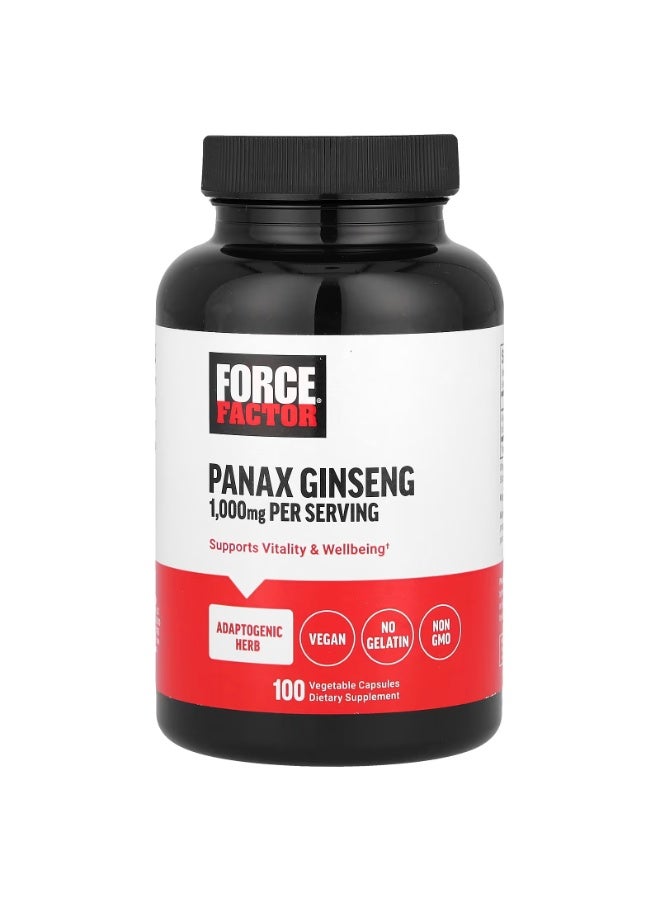 Force Factor Panax Ginseng, 100 Vegetable Capsules (500 mg per Capsule) - Image 1